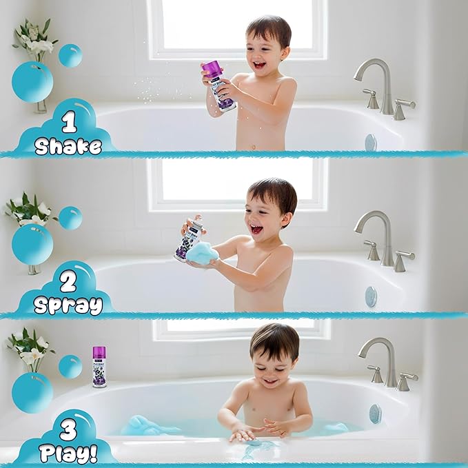 Bath Foam for Kids - 4-Pack Foam Soap for Kids - Soft, Fluffy, Scented Soap - Colorful to Build Fun Bath Art - Easy Spray Nozzles - Cherry, Mango, Blueberry, & Orange -3Oz cans