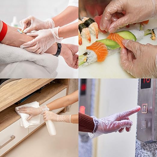 Disposable Medical Clear Vinyl Exam Gloves Industrial Gloves - Latex-Free & Powder-Free 100PCS - Medium