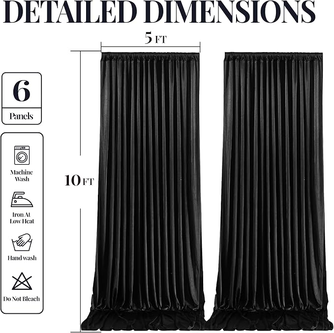 30x10ft Black Glitter Backdrop Curtain - Image 9