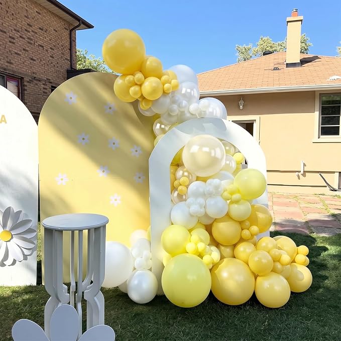 Yellow and White Balloons, 12 Inch Pastel Light Yellow Ivory White and Clear - Image 5