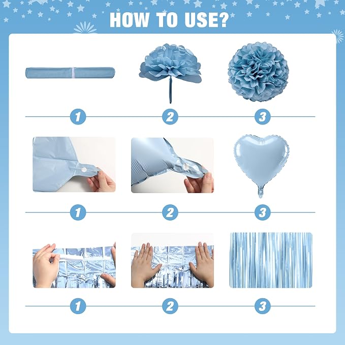 Light Blue Happy Birthday Party Decorations - Image 7