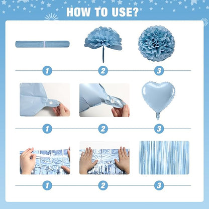 Light Blue Happy Birthday Party Decorations - Image 7