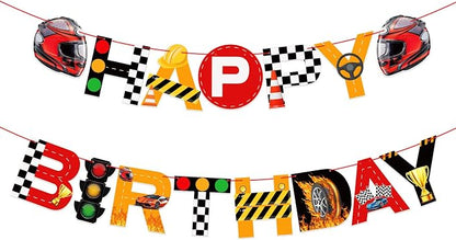 Racing Cars Happy Birthday Banner Racing Car Birthday Party Decorations Racing by Adecortalk