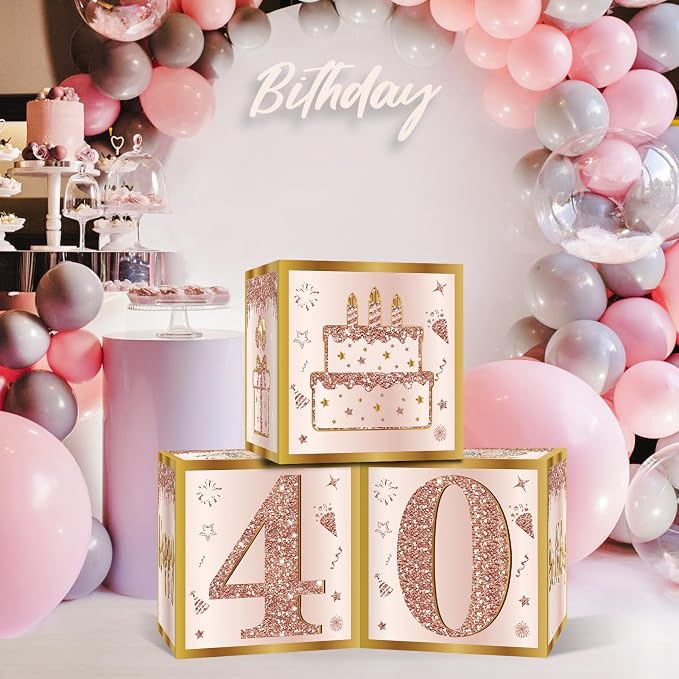Guiruiy 3Pcs 40th Birthday Decorations Balloon Gift Boxes - Image 3