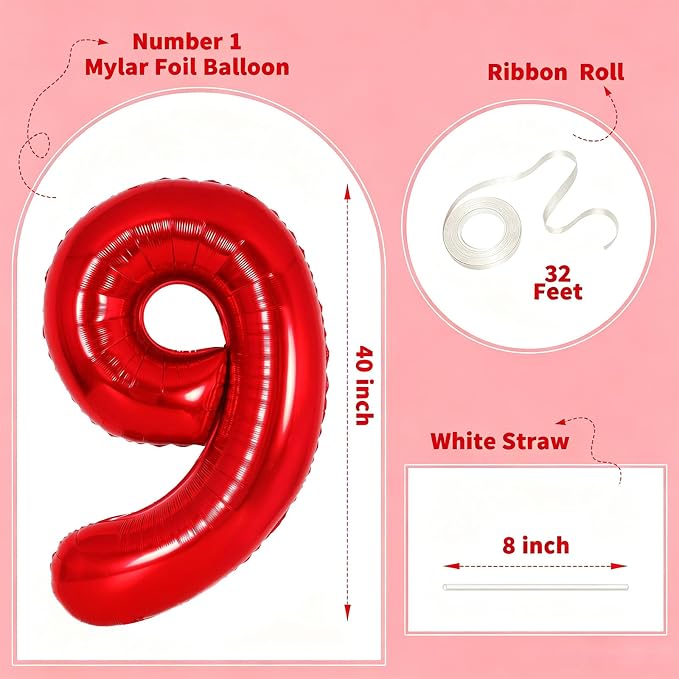 Number Balloons Red Party Balloon - Image 2