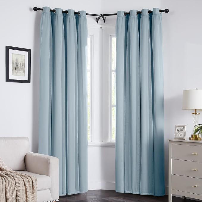 100% Blackout Curtains for Bedroom, Double Layer Blue Curtains, Room Darkening - Image 8