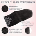 DOORES Human Hair Clip in Extensions 20 Inch 110g 7pcs, Invisi Edge Seamless Real Human Clip in Hair Extensions Invisible Remy Virgin Clipins Straight Skin Weft Thickening, 1B Natural Black