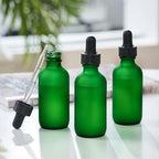 24 Pcs, 2oz Glass Dropper Bottle, Leakproof Tincture Bottles with Dropper, Green Reusable Eye Dropper Bottle, Preety Frosted Texture, for All Kinds of Liquids (Green-Frosted, 2oz-24pcs)