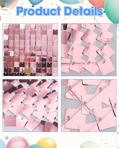 Pink Shimmer Wall Backdrop, 24 Panels, 6x4 Ft Photo Backdrop | wedding backdrop - Image 7