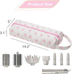 Quilted Hair Tools Travel Bag，Hair Styling Accessories Storage Case for Shark FlexStyle, Dyson Airwrap Hair Dryer, Curling Iron, Revlon Hair Tools，Portable and foldable(01Pink Bow)