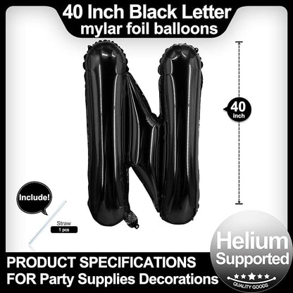 40 Inch Black Letter N Balloons, DIY Phrase Foil Alphabet Letter N Balloons DIY - Image 2