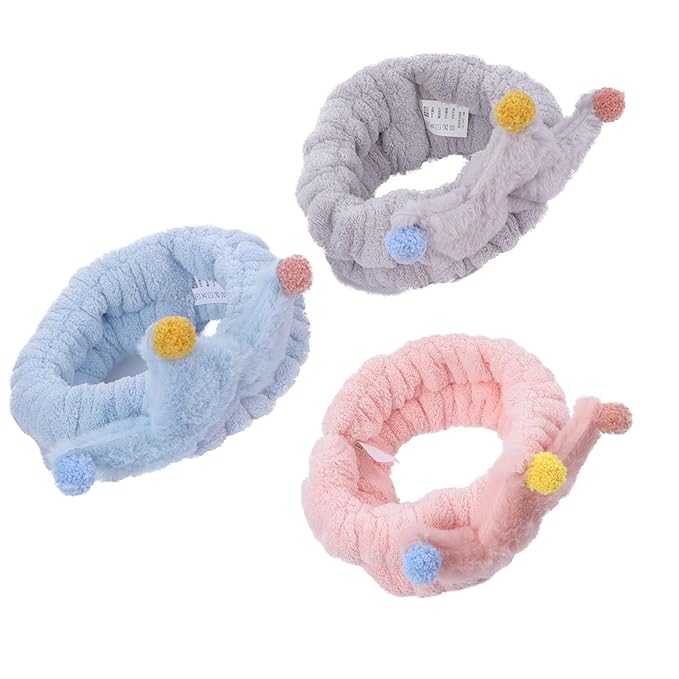 3Pcs Coral Fleece Headbands for Women Facial Makeup Washing Spa Hairbands Adorable Elastic Stretchy Head Wraps for Yoga Running Skincare Random Color
