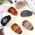 Flat Hair Clips Duckbill Large Claw Clips for Thick Medium Thin Hair 6Pcs French Barrettes Accessories for Women Girls Oval Round Leopard Tortoise Shell Neutral Color