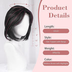 CROWN GUIDE 12 Inch Hair Toppers for Women with Thinning Hair - Synthetic Clip in Topper with Bangs Breathable Hairpiece 6.5x6.5 Base, Instantly Adds Volume & Wiglets Full Coverage (Black Brown)