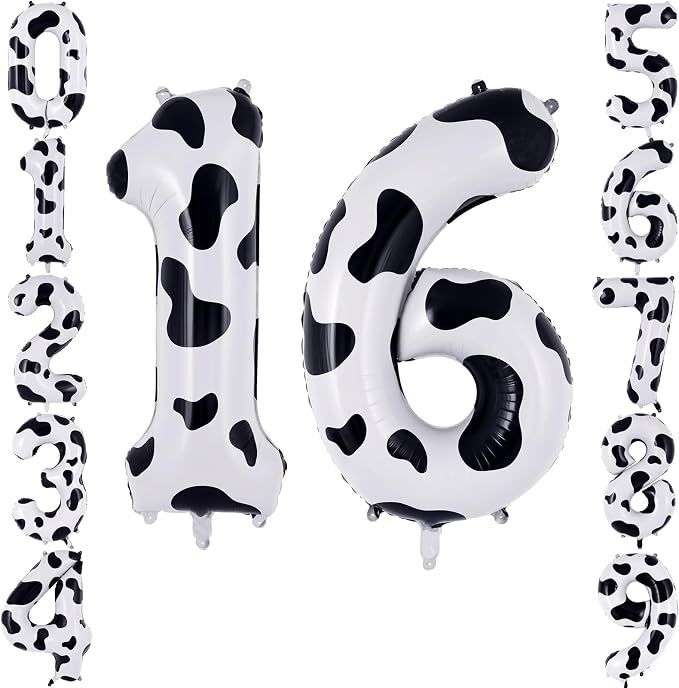 40 Inch Cow Print Number 16 Balloon by TNCDJKPA