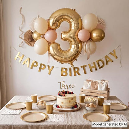 White Gold Number 3 Balloon 40 Inch, Metallic Numeral - Image 7