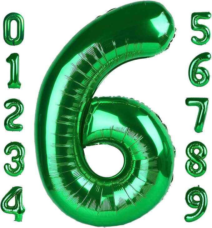 Number 6 Balloons 40 Inch for 6 16 Birthday Party Decorations, Dark Green | by Mluchee