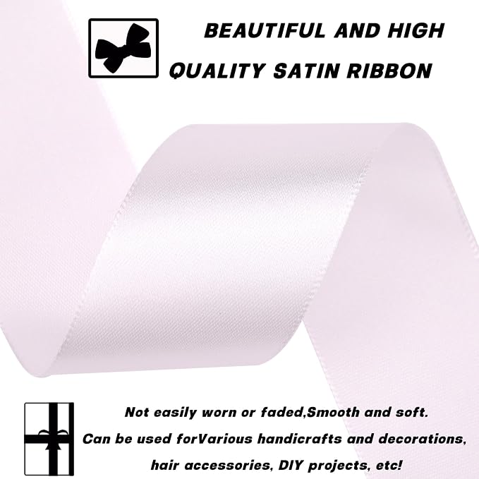 1-1/2 Inch 60 Yards White Solid Satin Ribbon - Image 3