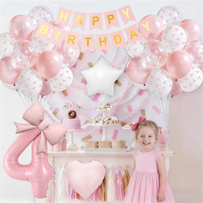 4th Pink Bow Birthday Decorations - Image 6