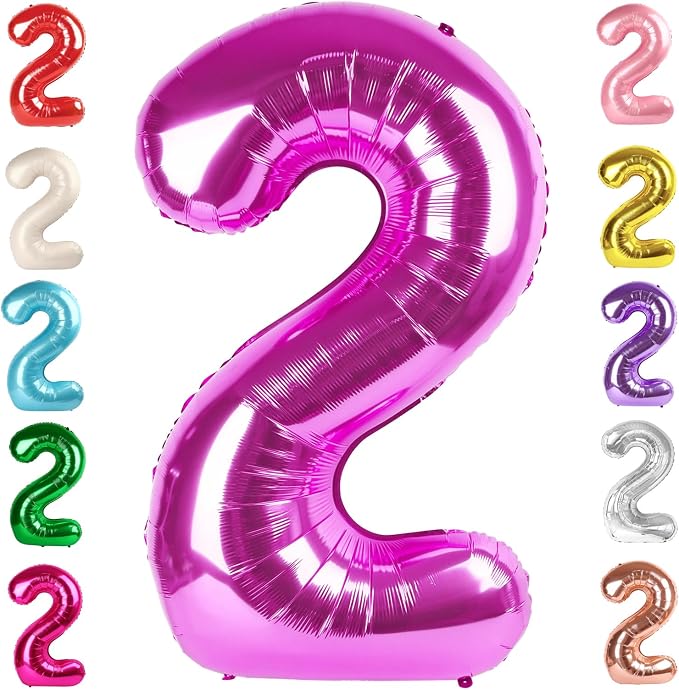 2 Balloon Numbers Birthday Decorations, 40In Rose Purple Balloons by Mluchee