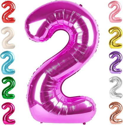 2 Balloon Numbers Birthday Decorations, 40In Rose Purple Balloons by Mluchee