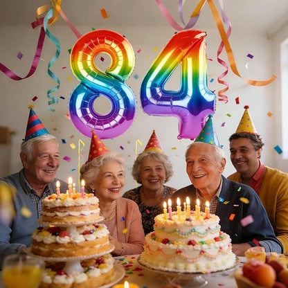 40 Inch Number 84 Balloons for 84th Birthday Party Decorations, 0-100 Rainbow - Image 2