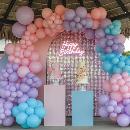 Blue Pink Purple Balloons, 12 Inch Pastel Balloons, Pearl Pink Purple Blue - Image 7