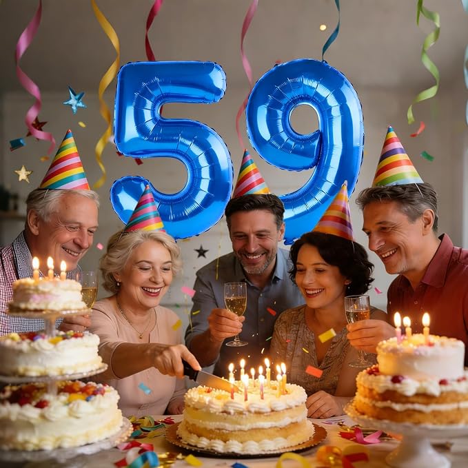 40 Inch Number 59 Balloons for 59th Birthday Party Decorations, 0-100 Dark Blue - Image 2