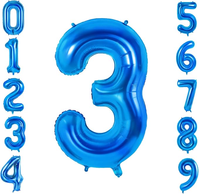 Number 3 Balloons for 3th Birthday Party Decorations, 0-100 Large No.3 Balloons by Joycard