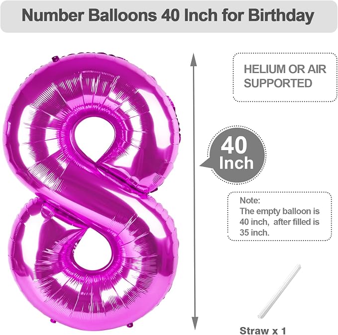 Number Balloons 40 Inch Rose Purple 7 Balloon - Image 5