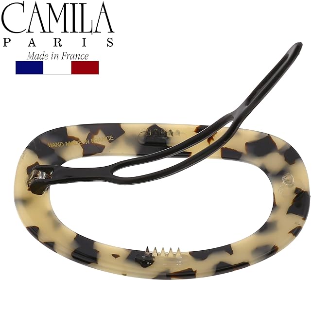 Camila Paris CP2802 French Hair Barrette Clip for Women, Handmade, Flow, Slide-in Metal-Free Closure, Strong Hold Grip Hair Clips for Girls, No Slip Durable Styling Hair Accessories, Made in France