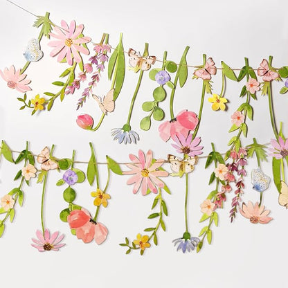 Wildflower Party Decorations Butterfly Flower Banner Butterfly Garland 9ft | by BalunAdmhail