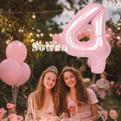 SUWEN 40 Inch Pink Large 4 Number Balloons Big Foil Helium Number Balloons 0-9 - Image 2