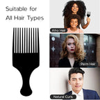 Afro Hair Pick Comb for Women & Men, 7.5 In Smooth Sturdy Wide Tooth for Detangling & Styling - Pack of 2