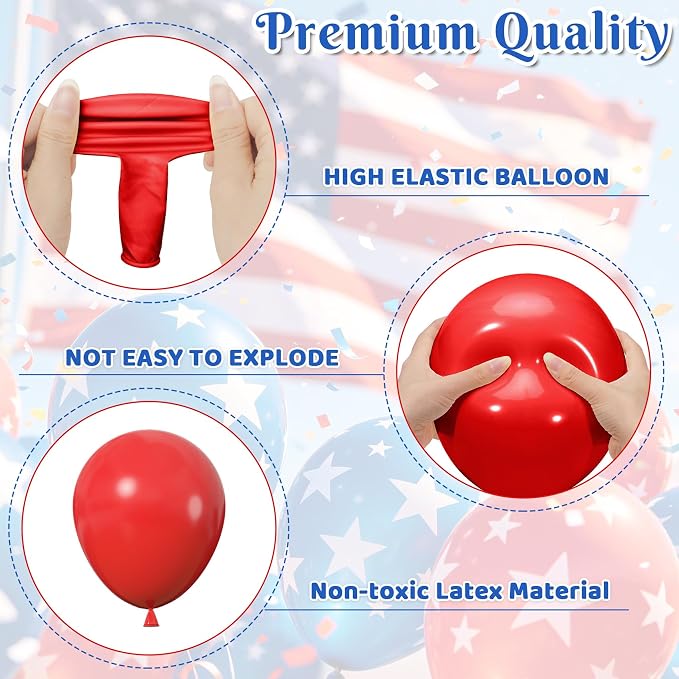 164Pcs Red White and Blue Balloons Garland Arch Kit - Image 6