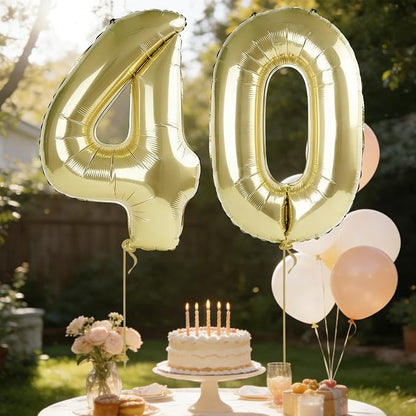 40 Inch Number 40 Balloons for 40th Birthday Party Decorations, 0-100 Champagne - Image 3