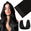 Youngsmile Injection Tape in Hair Extensions Human Hair, #1B Natural Black Invisible Tape in Injected Hair Extensions, 20pcs 35g, 16 Inch Injected Tape Ins Straight Extensiones De Cabello (#1B,16'')