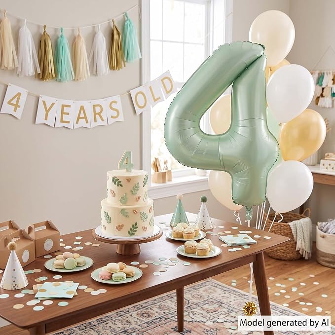 Olive Green Number 4 Balloon 40 Inch, Wall Hanging Sign - Image 3