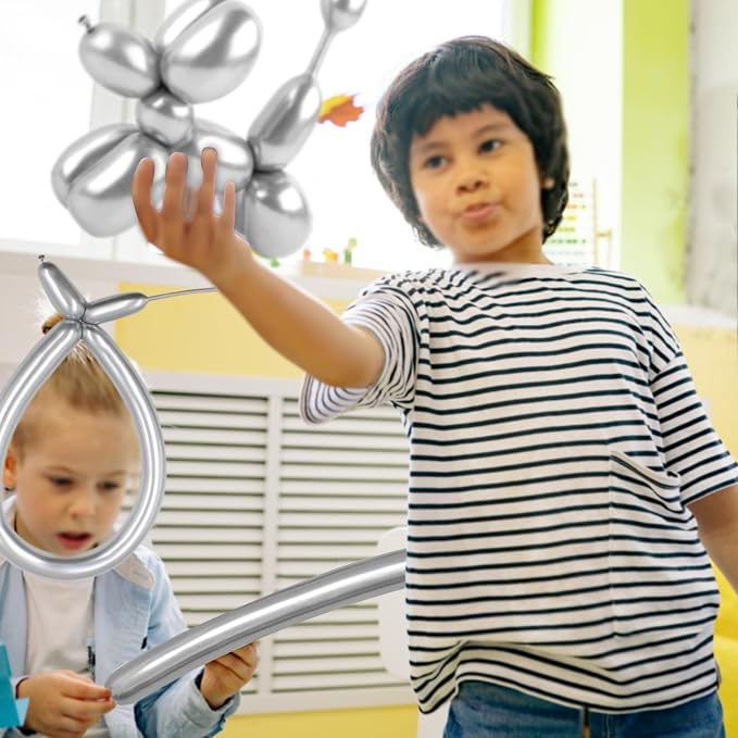 100pcs Metallic Long Balloons for Balloon Animals, Chrome 260 Balloons Art Kit - Image 7