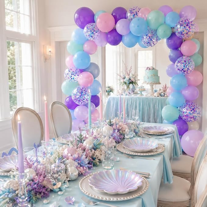 Mermaid Balloons, Sea Balloons 50Pcs 12Inch Iridescent Pink Purple Blue Teal - Image 5
