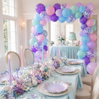 Mermaid Balloons, Sea Balloons 50Pcs 12Inch Iridescent Pink Purple Blue Teal - Image 5