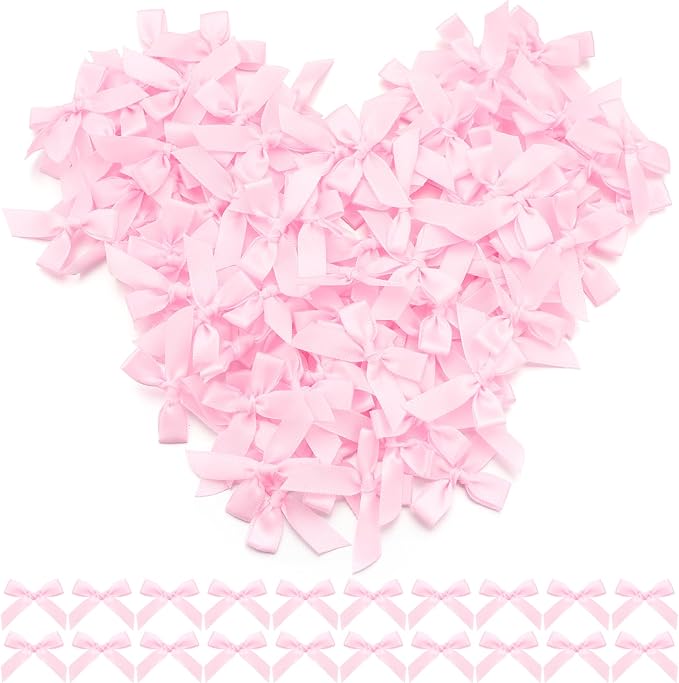 Pink Mini Bows 1.57" 100PCS Small Satin Ribbon Bows by Loomeshribbonforcrafts%EF%BC%81
