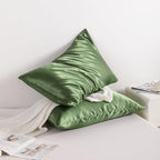 NTBAY 2 Pack Satin Standard Pillowcases for Hair and Skin, Luxurious and Silky Pillow Cases with Envelope Closure, 20x26 Inches, Olive Green