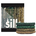 Suncdelv Silk,100% Silk Scrunchies for Hair,22 Momme Hair Ties for Anti-Crease & Breakage,Natural Women Hair Accessories，Fashion Hairbands 4PCS（Green series）