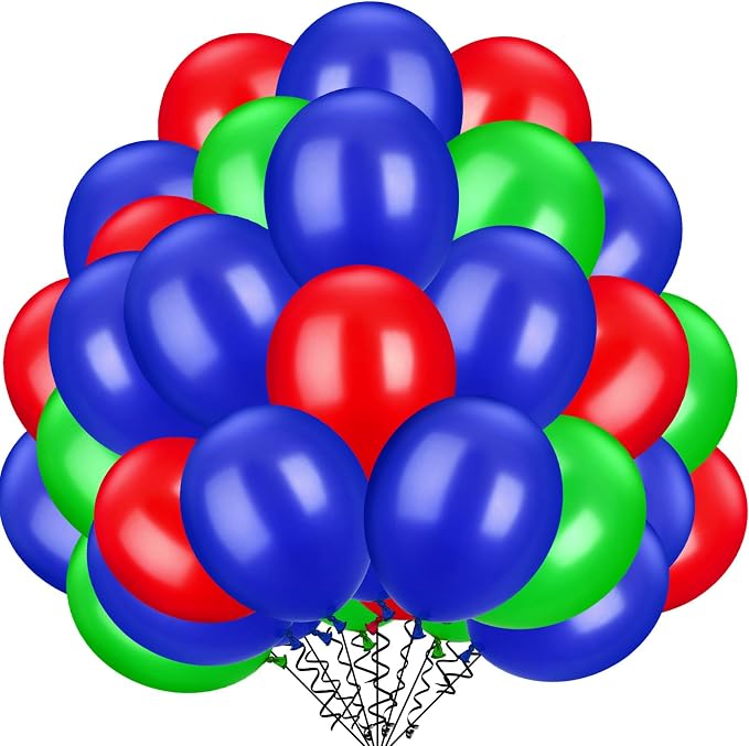 TecUnite 100 Pcs Red Blue Green Latex Balloons 13 Inch Colorful Round Balloons by TecUnite