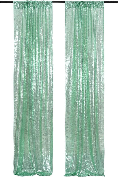 Poise3EHome Mint Green Sequin Backdrop Curtain, 4 Panels 2FTx8FT Glitter - Image 7