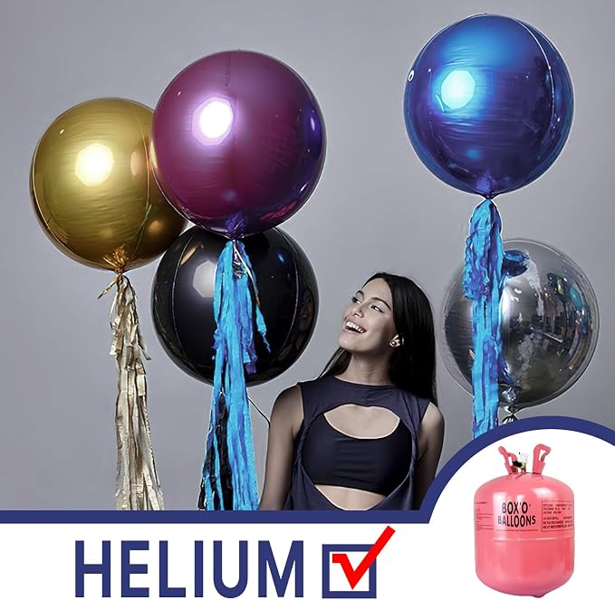 PartyWoo Navy Blue Large Round Giant 4D Jumbo Foil Balloons 6pcs 32 Inch | 32 - Image 3