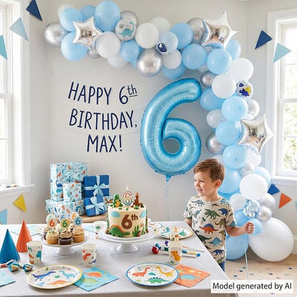 Pearlescent Blue Number 6 Balloon 40 Inch, Large Light Blue Mylar Foil Balloon - Image 7