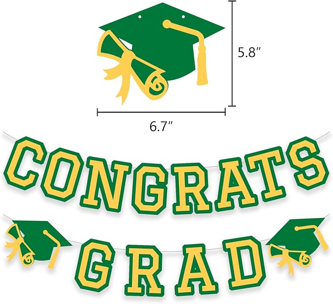 Congrats Grad Banner Graduation Party Banner Decoration Hanging Garland High - Image 2