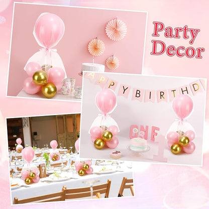BBTO 8 Set Pink Gold Table Centerpieces Balloons Stand Kit, Latex Balloons and - Image 4